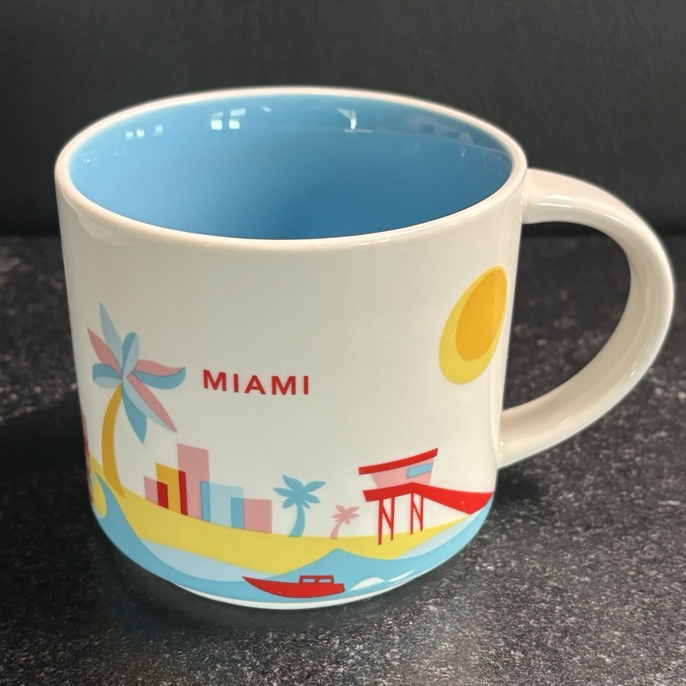 Starbucks Miami You Are Here Series Coffee Mug 14 oz Blue White 2015 Florida